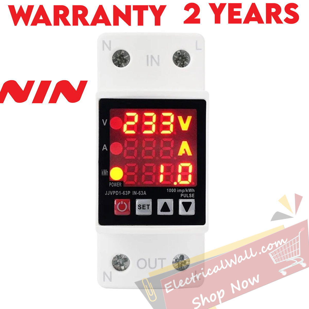 1 63A Adjustable Over Under Voltage Protector With KwhMeter - Image 1